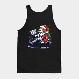 Beagle Playing Piano Christmas Tank Top